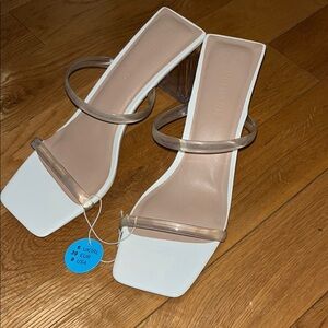 Stylish White Sandals with Clear Straps